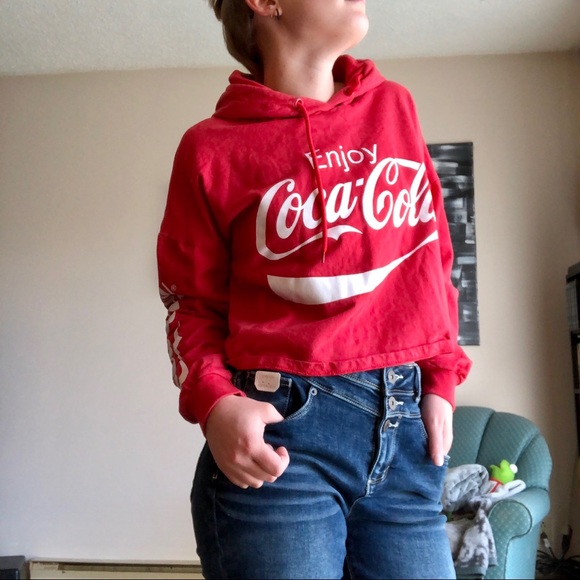 Cropped Classic Coca~Cola Hoodie NWOT - Picture 1 of 14